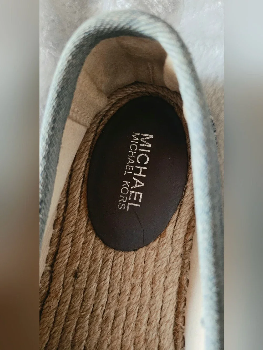 Michael Kors Gray Canvas Espadrilles with Green Leaf Bead Embroidery